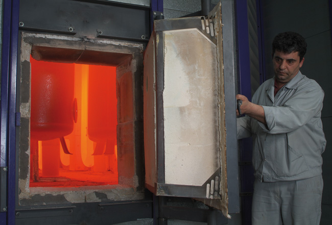 Tanks being porcelain-fired at Stiebel Eltron’s factory in Holzminden, Germany